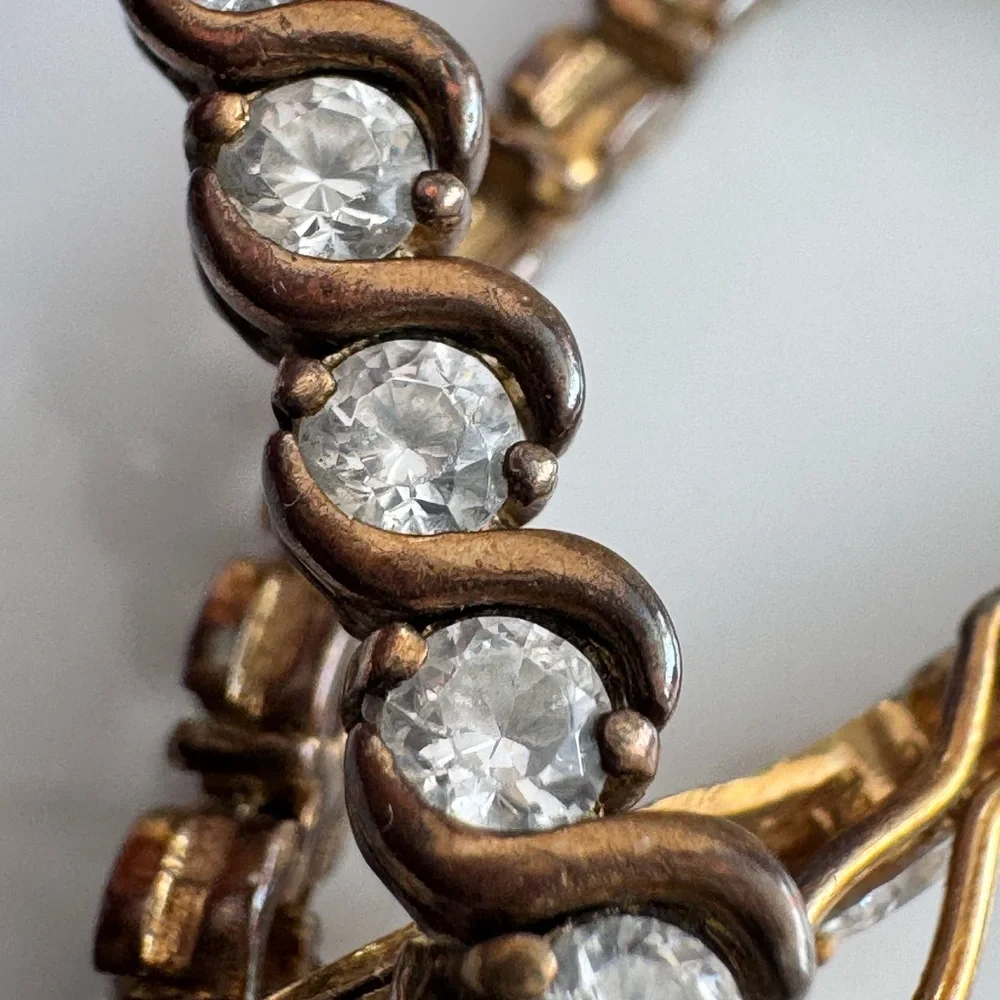 Vintage 925 Gold Plated CZ Wave Tennis Bracelet 7.25 7 1/4 Inches Cubic Zirconia - Picture 12 of 13